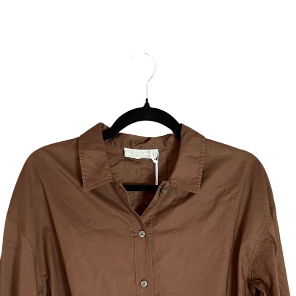 NWT Everlane Cropped Boxy Chestnut Brown PJ Top Loungewear Blouse XS - Picture 4 of 12